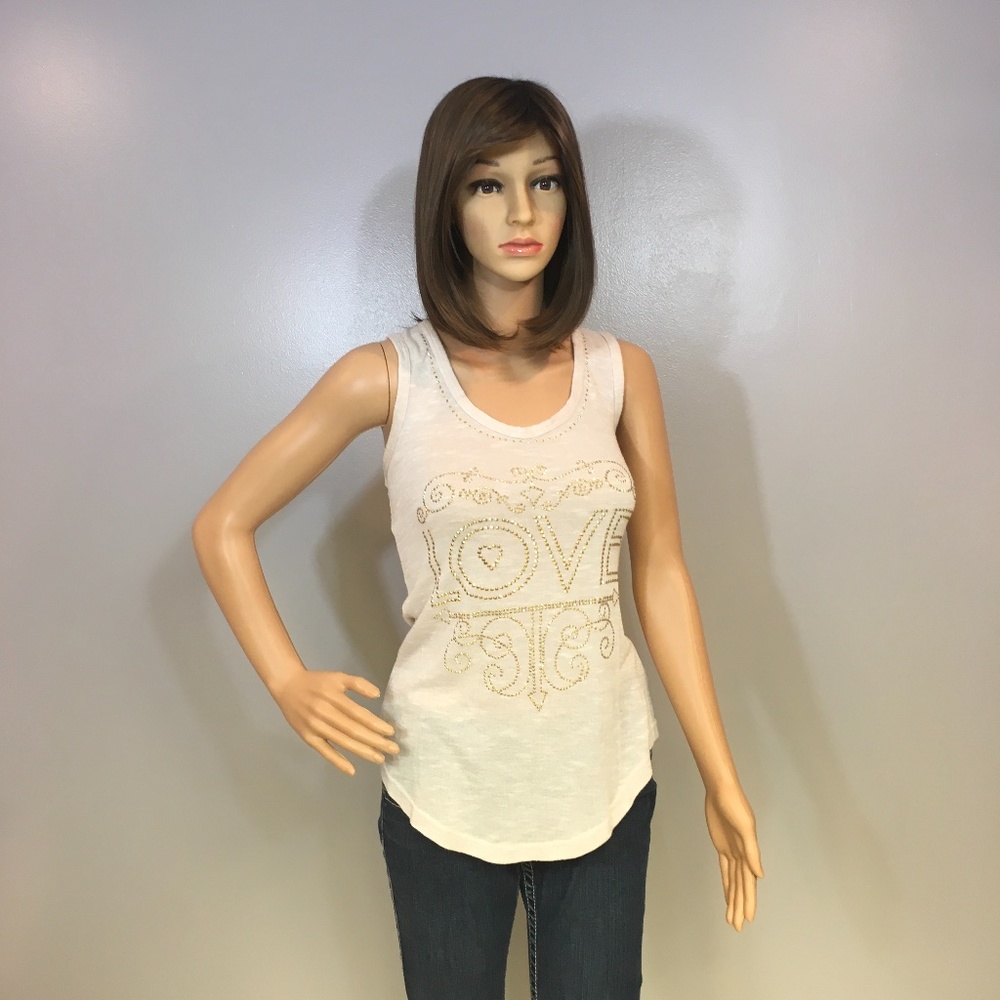 Beige Knit Bling Tank Top